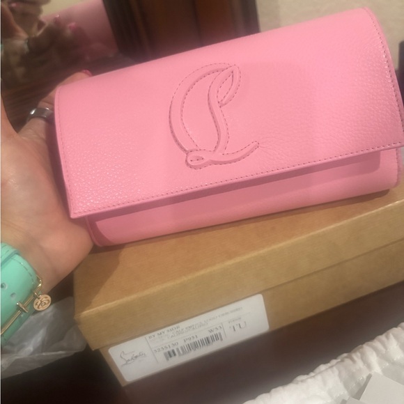 Christian Louboutin Pink Clutch with Gold Chain - Picture 4 of 5